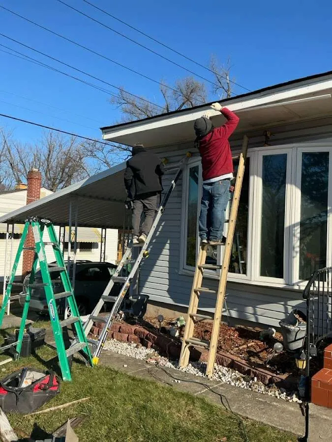 Restoration crew performing exterior repair in Montville